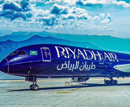 Riyadh Air Boeing 787-9 in a traditional picture on the ground