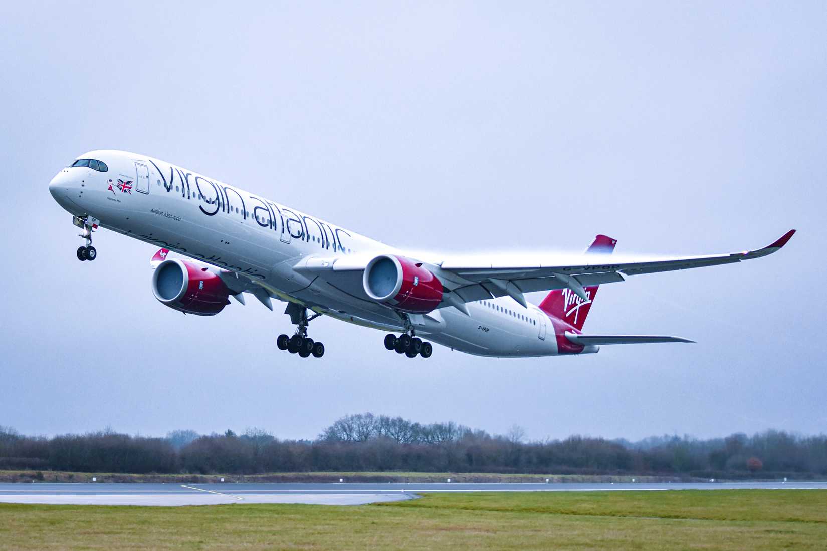 Virgin Atlantic's Airbus A350-1000 takes off