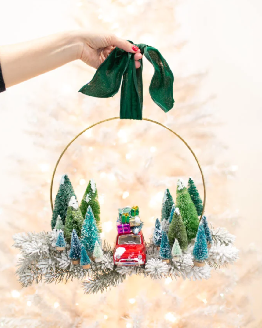 vintage car wreath christmas decoration ideas