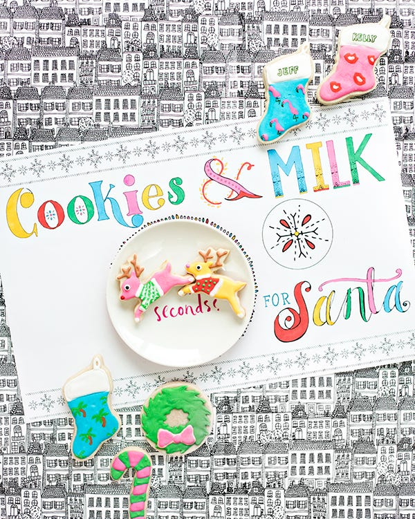 christmas decoration ideas milk and cookies placemat