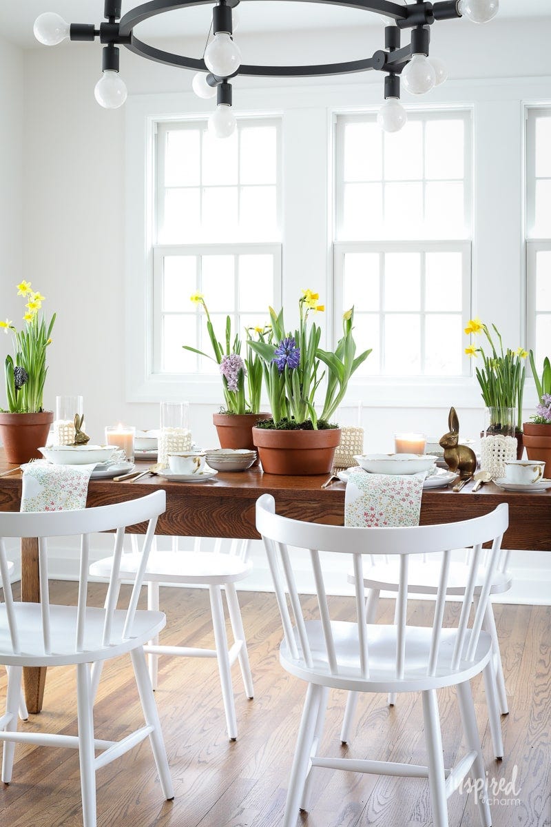 Garden inspired spring tablescape