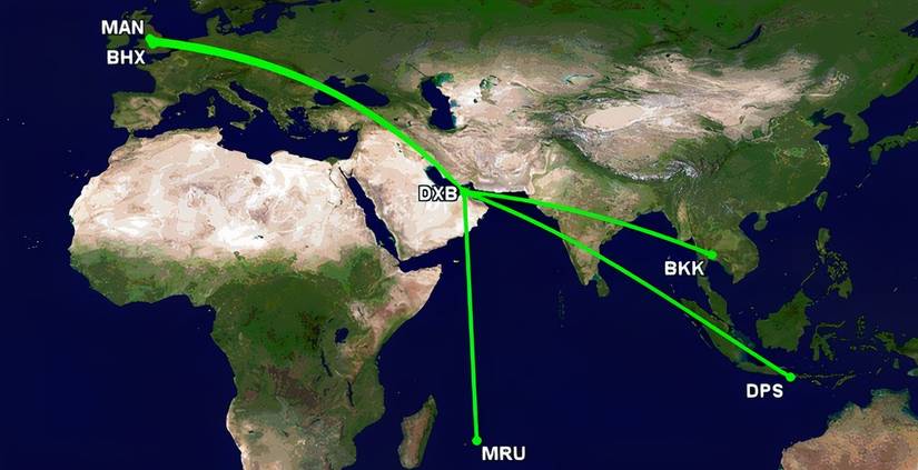 Emirates' 615-seat A380 network in April