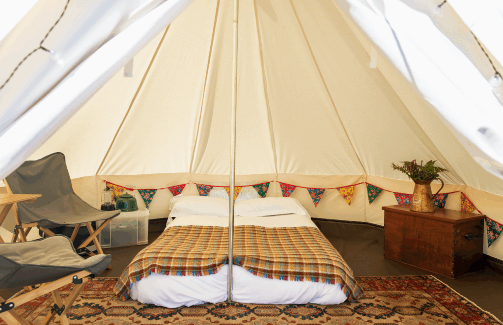 Brownsea Island camping in a metal tent