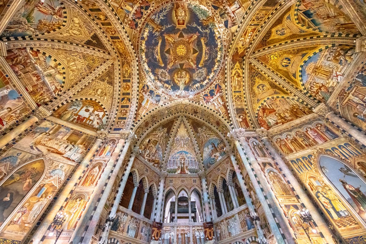 The ceiling of the church