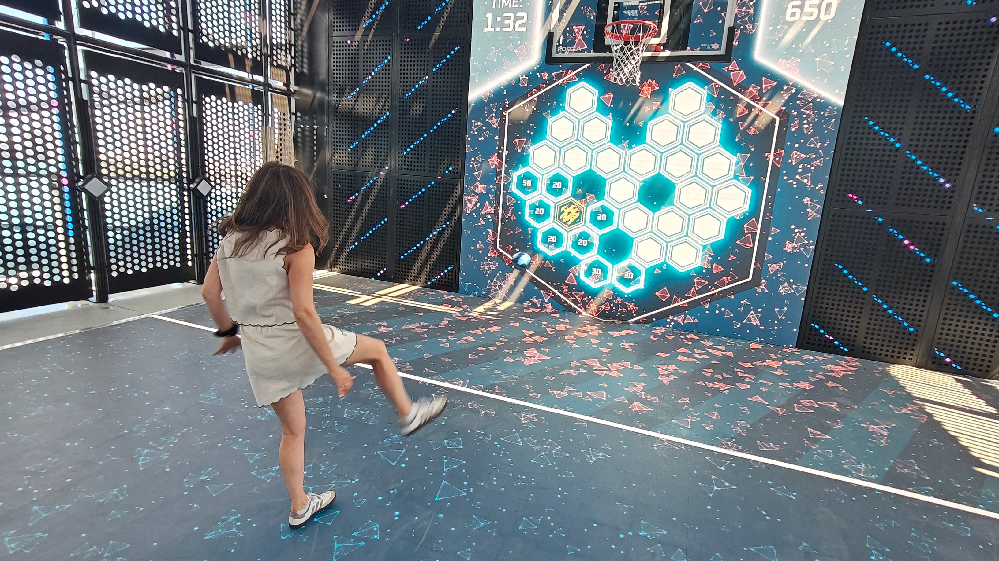 The Glow Court is a fun interactive games area aboard Norwegian Luna
