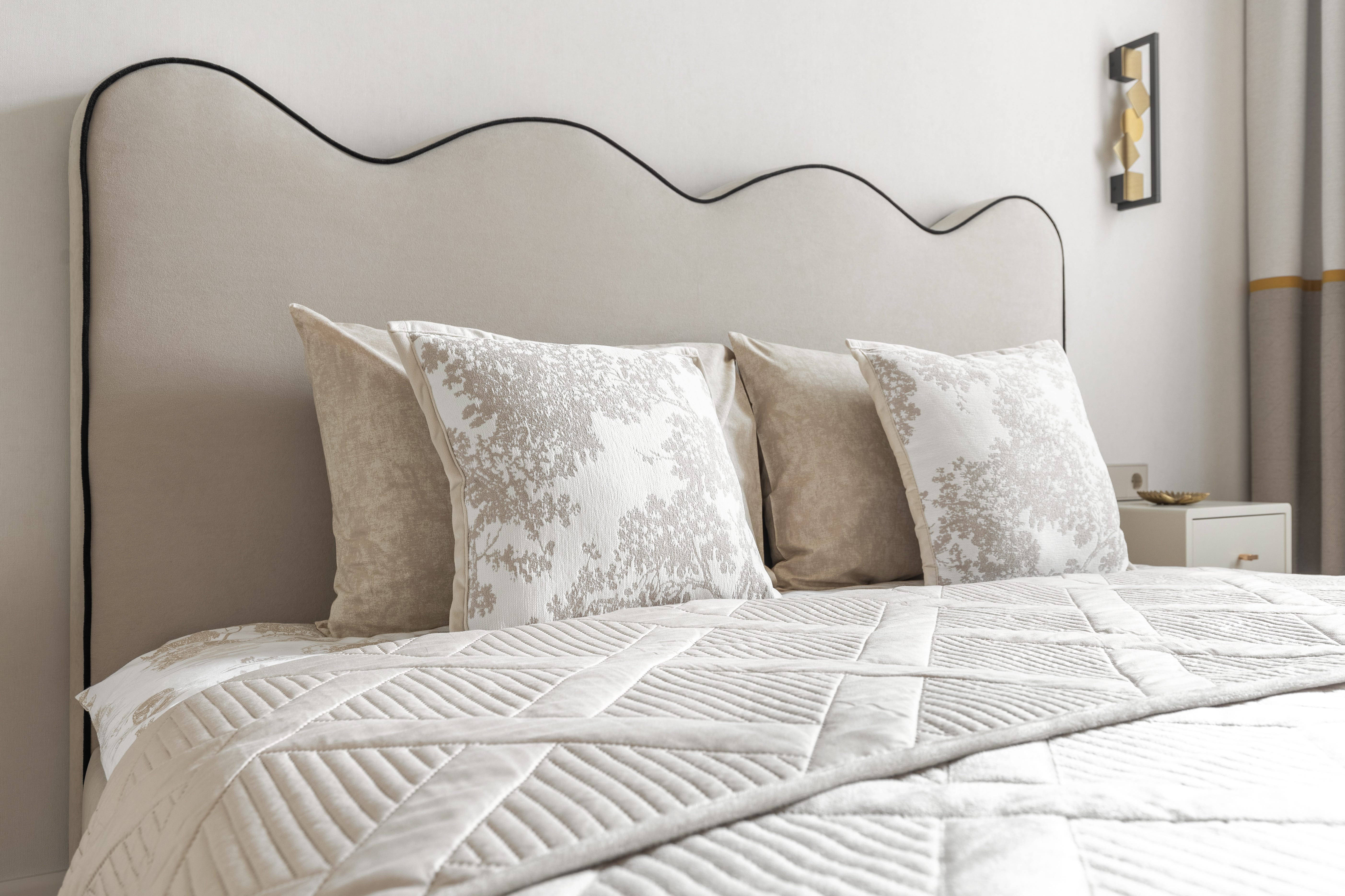 beautiful headboards with decorative pillows with neutral pillows