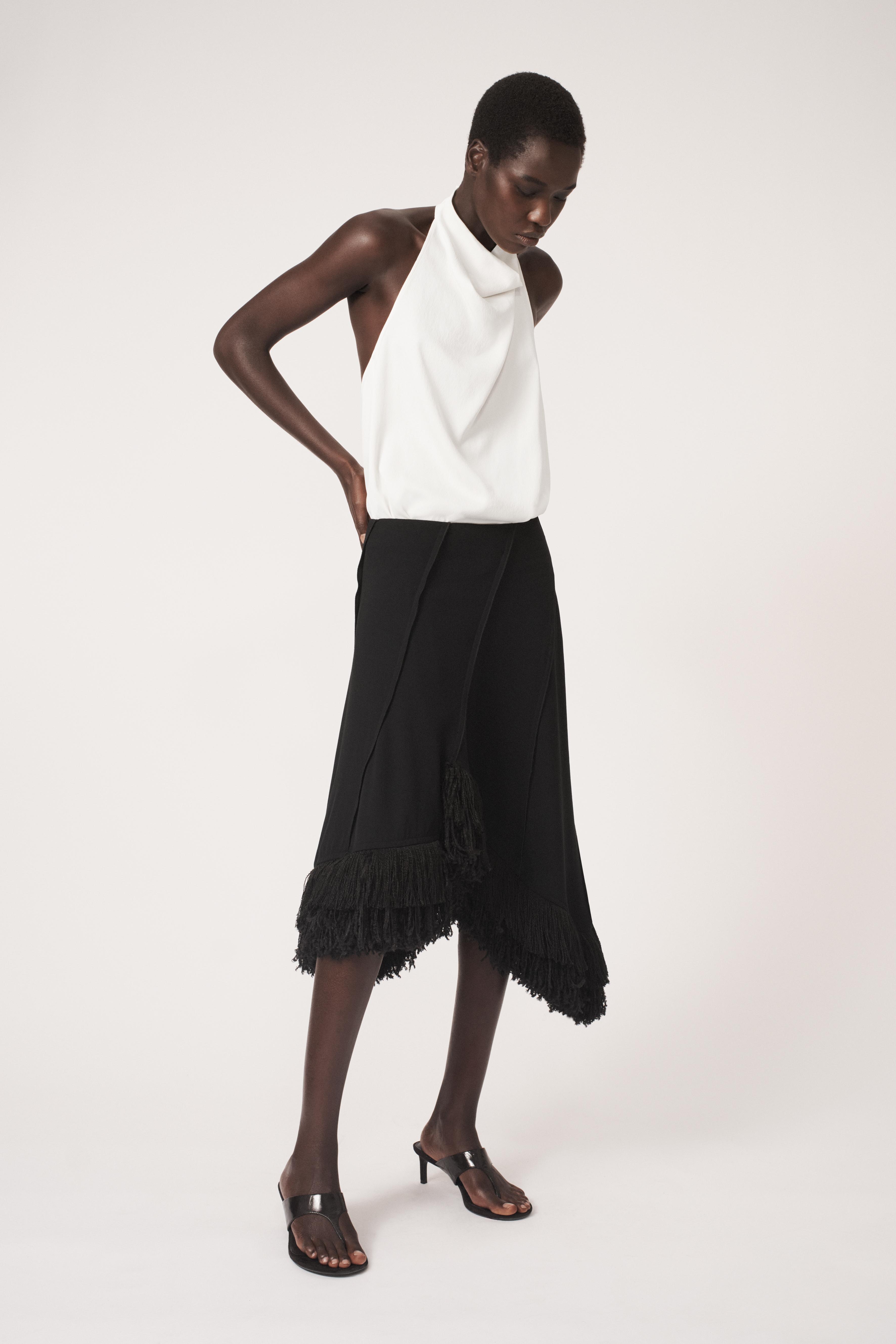 Asymmetric Fringed Skirt - Item