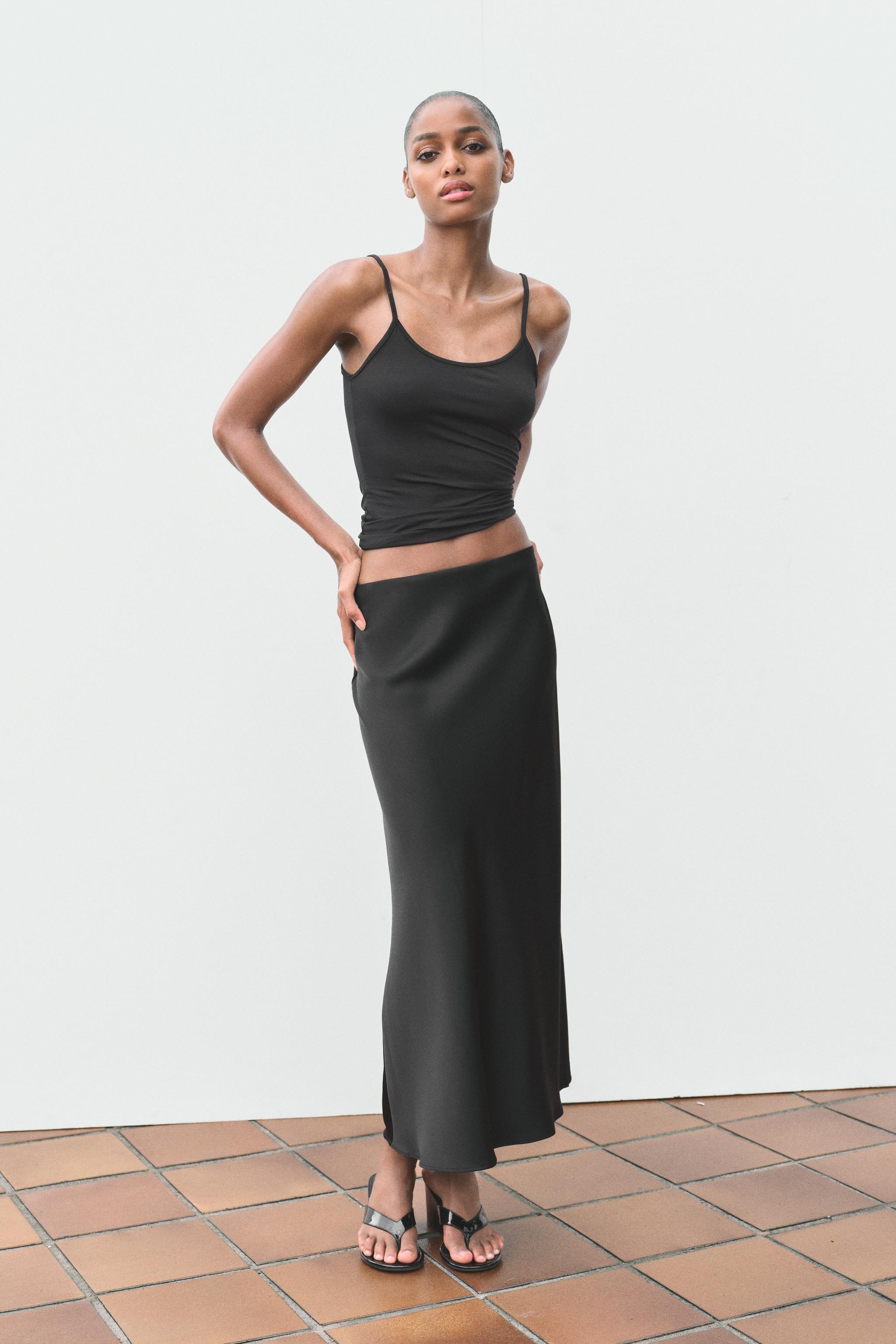 Satin Effect Midi Skirt
