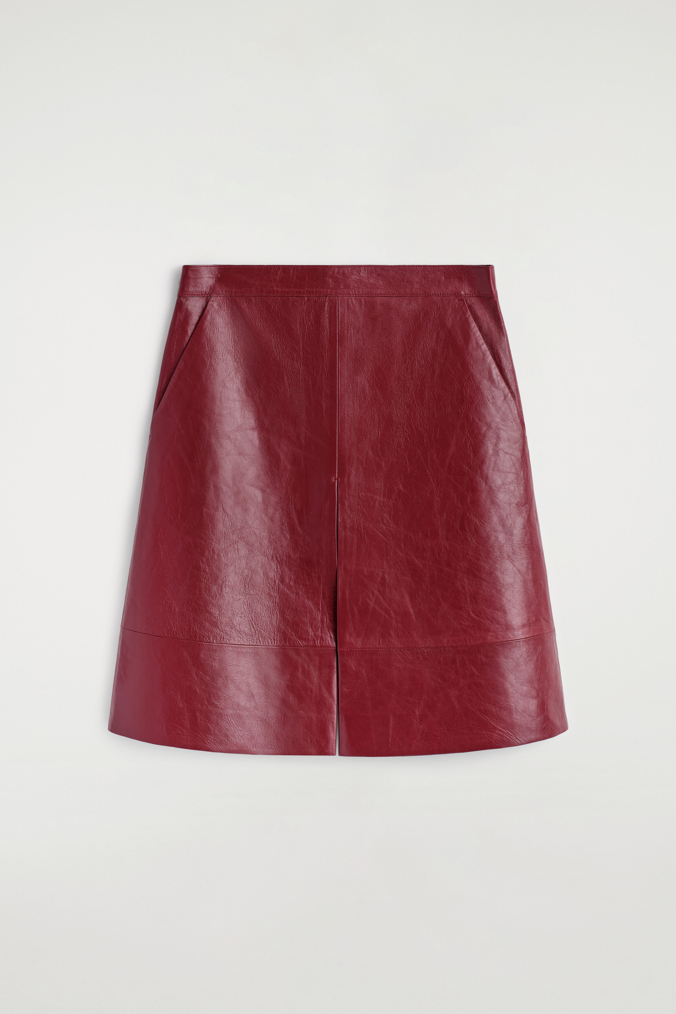 Flared Leather Midi Skirt