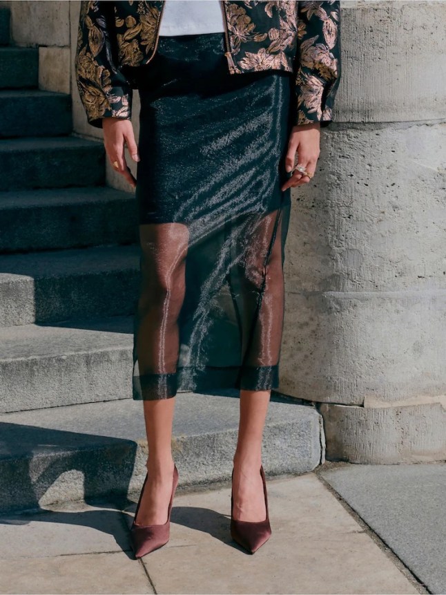 The female wears a black cloth