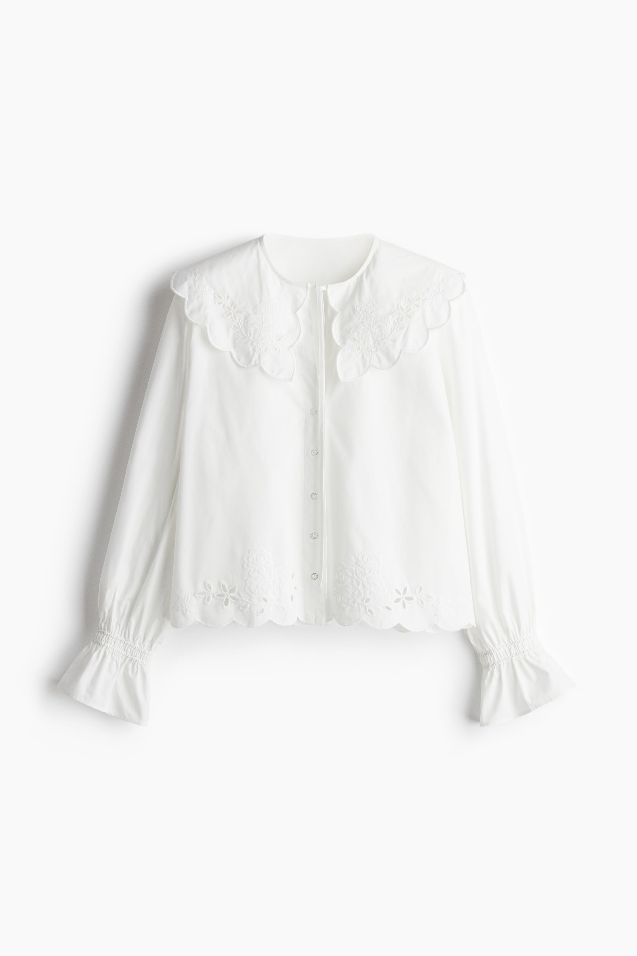 Embroidered Peter Pan-Collared Blouse