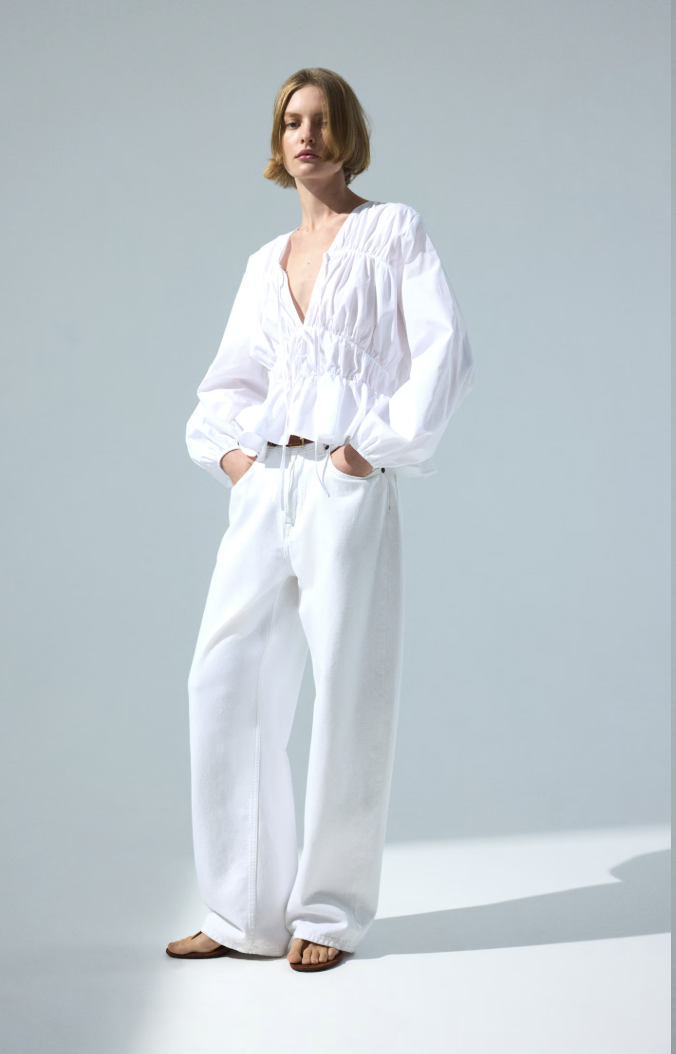 H&M, Drawstring Poplin Blouse