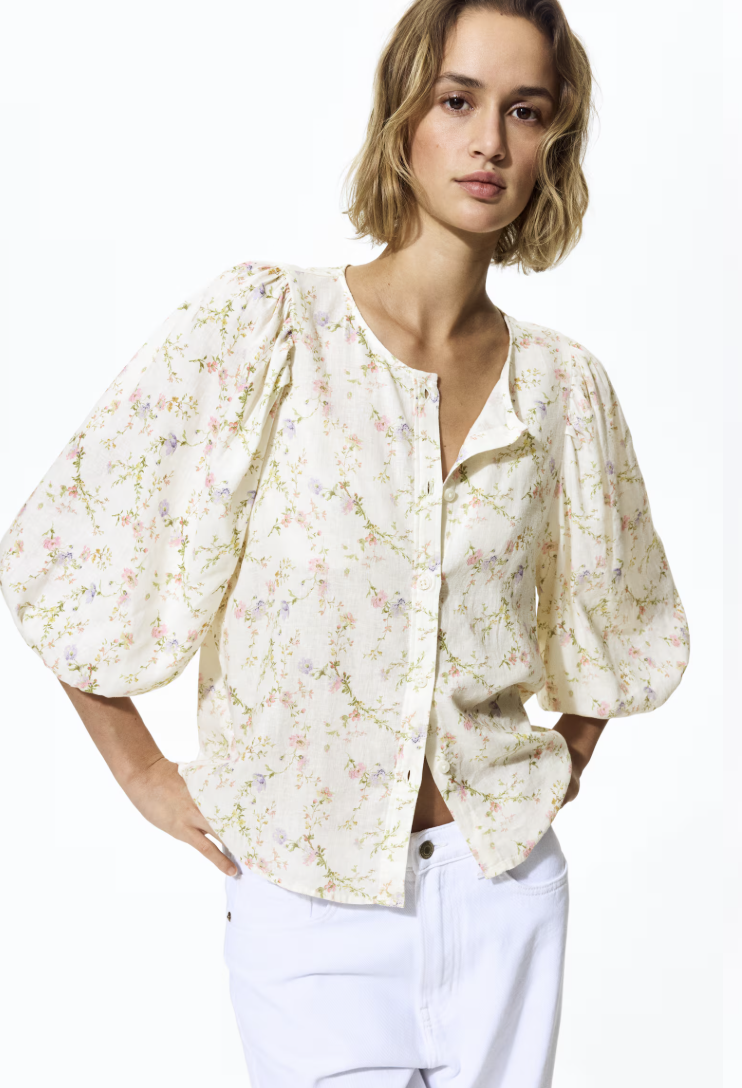 H&M, Linen-Blend Blouse