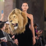 Picture of Irina Shayk wearing Schiaparreli lion head