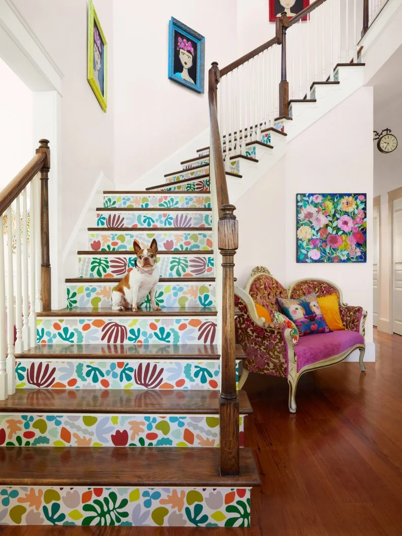Colorful stairs in a Quirky Texas home