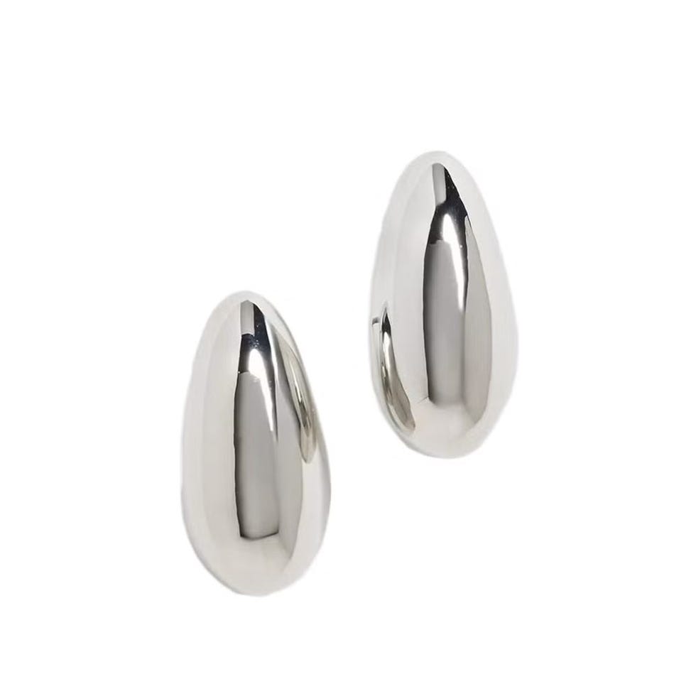 Silver Tapered Tapered Hoop Earrings