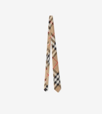 Check Silk Tie in Archive Beige - Men | Burberry® Official