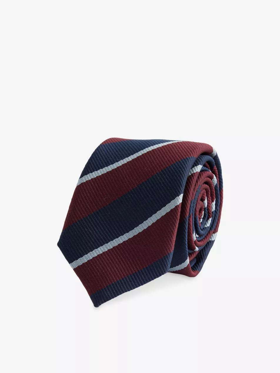 Silk Blend Tie with Linen Stripes