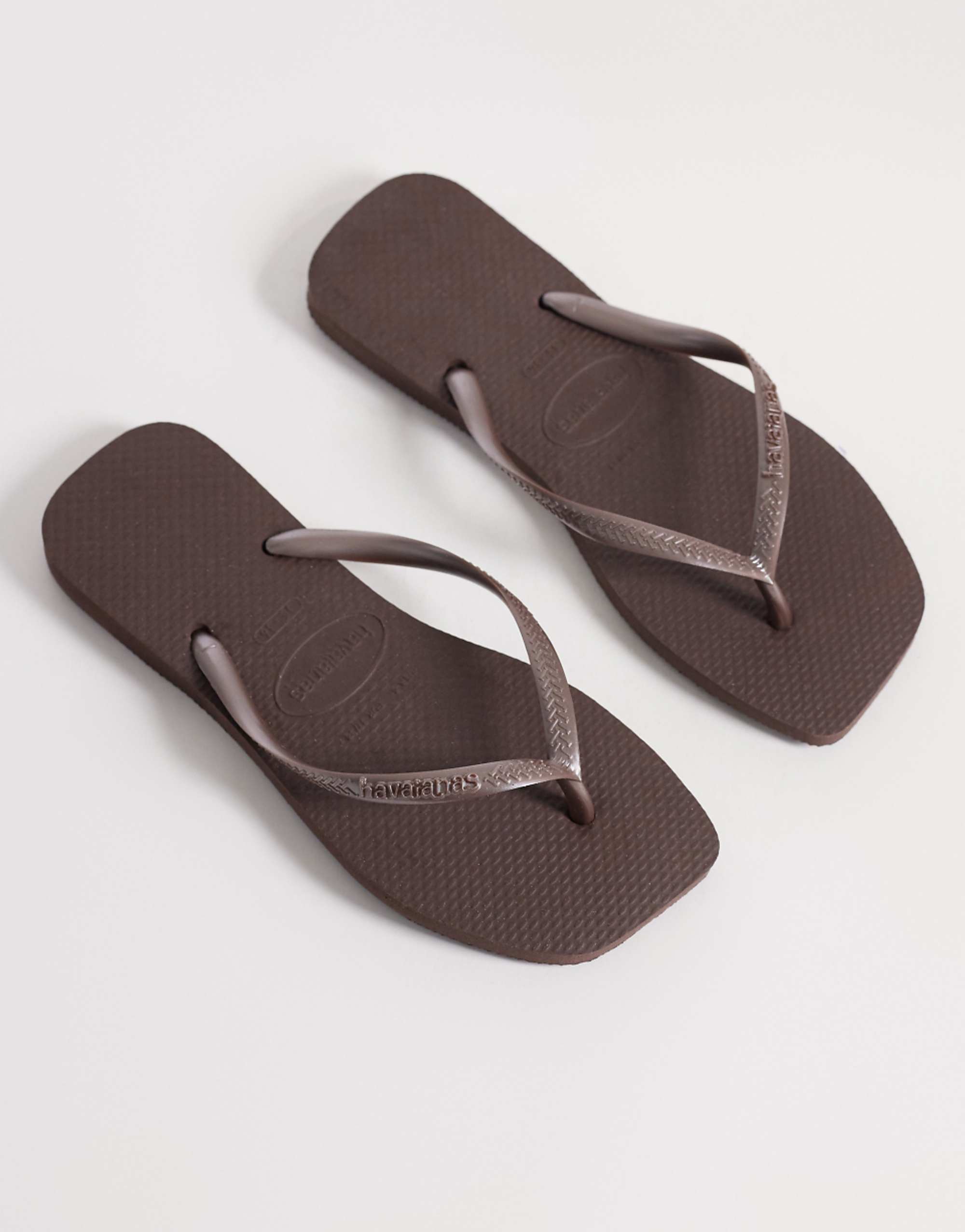 Havaianas Slim Square Toe Flip Flops in Brown