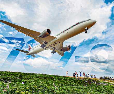 Qatar Airways Boeing 787-9 in the final short of the custom