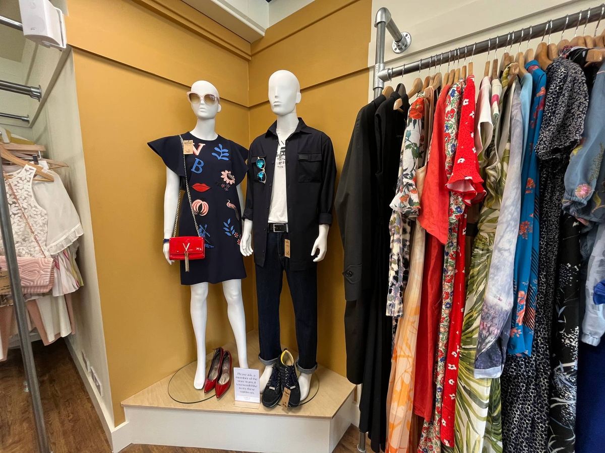 Pre-loved fashions for sale at the charity's new Marie Curie outlet in London Road, Alderley Edge, Cheshire.