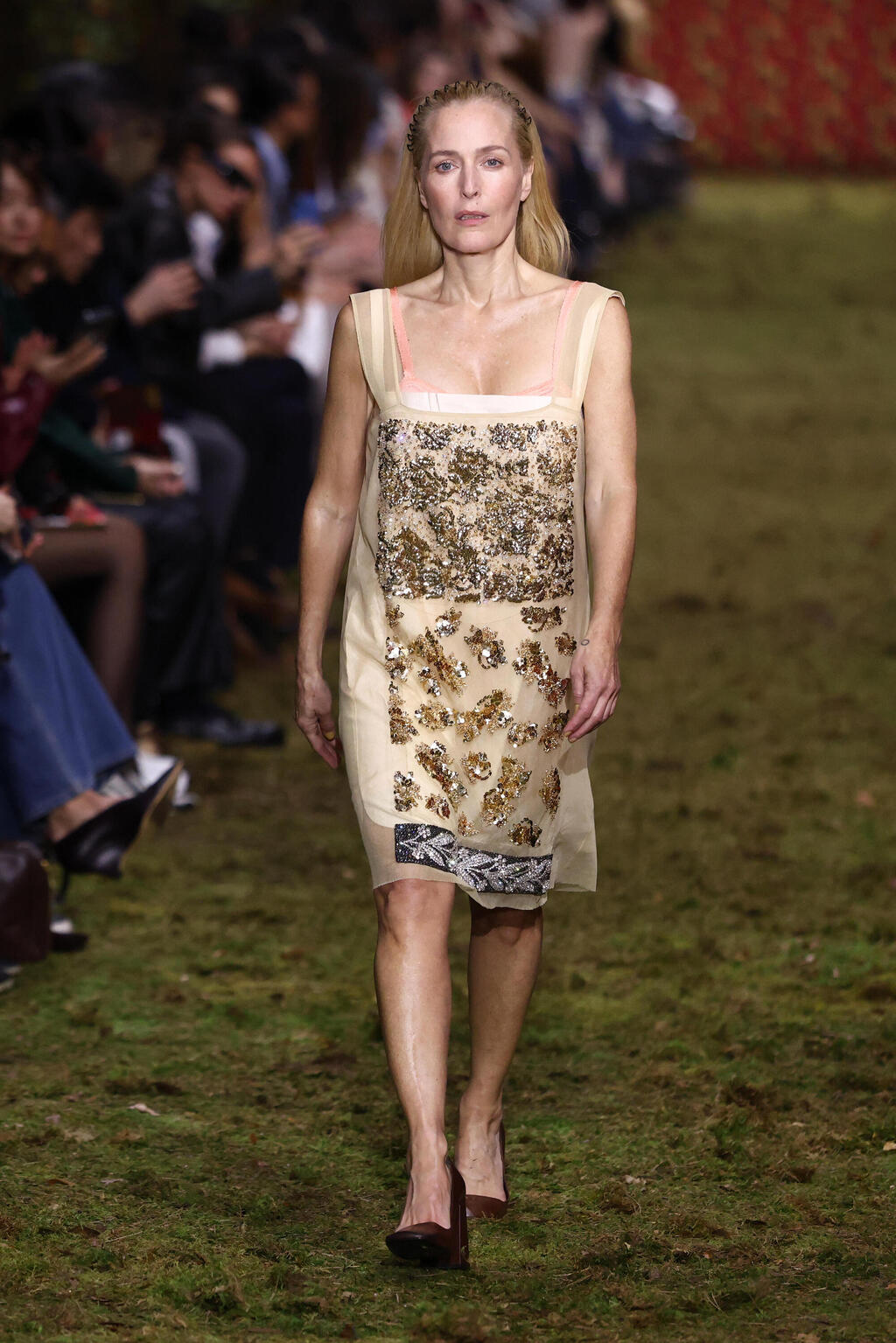 Gillian Anderson at the Miu Miu show