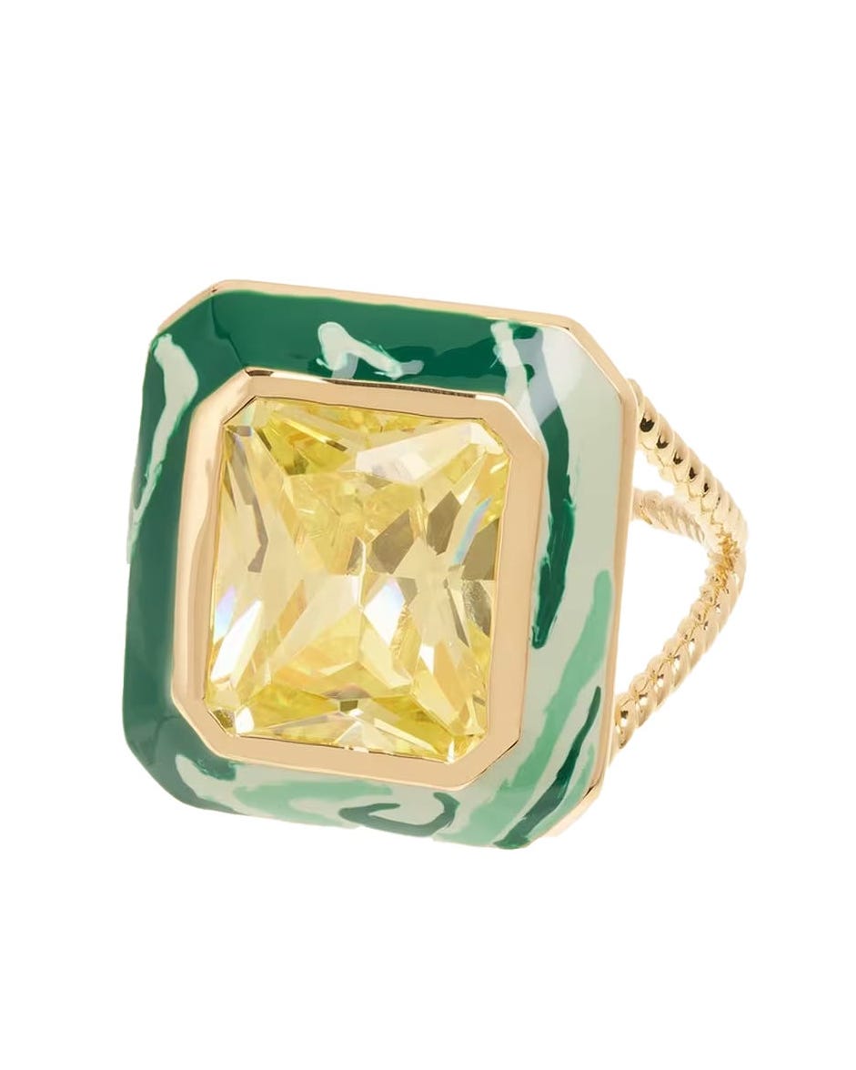 Anna + Nina Alba verde ring in gold