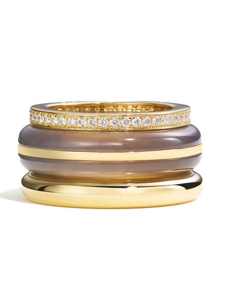 By Pariah gray agate classic ring stack