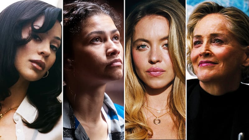 Alexa Demie, Zendaya, Sydney Sweeney, and Sharon Stone in the third season of the HBO drama. "Euphoria."