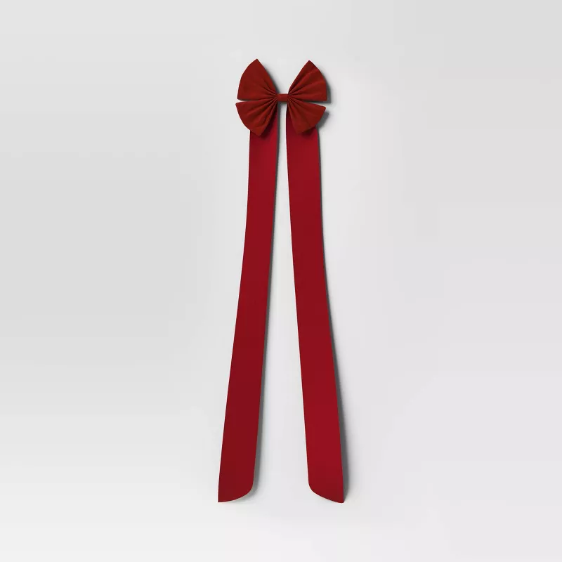 45" Velvet Double Loop Bow Christmas Tree Topper Red - Wondershop™