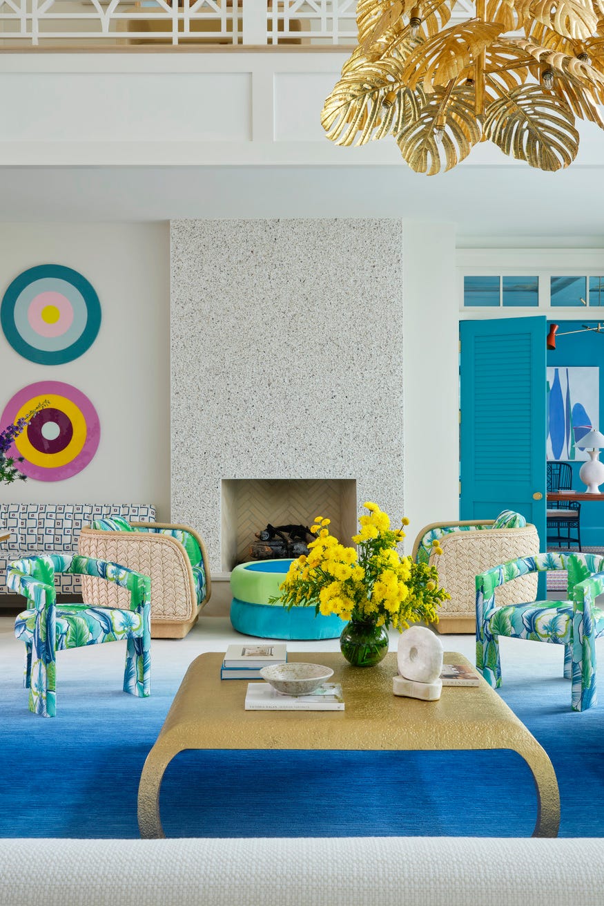 captiva island, florida beach home designed by janie molster and her partner, kate stikeleather. a large room.