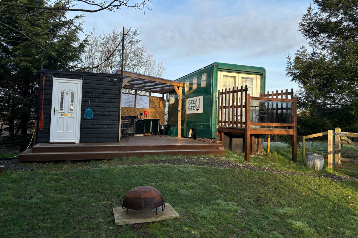 A 1994 Iveco Race Horse Transporter has been converted into a sparkling accommodation with an enclosed garden.