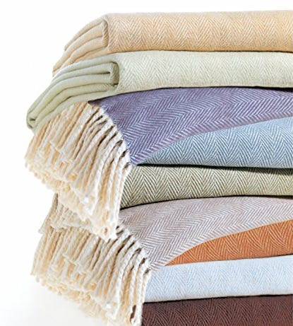 SFERRA Celine Herringbone, 100% Cotton Throw Blanket