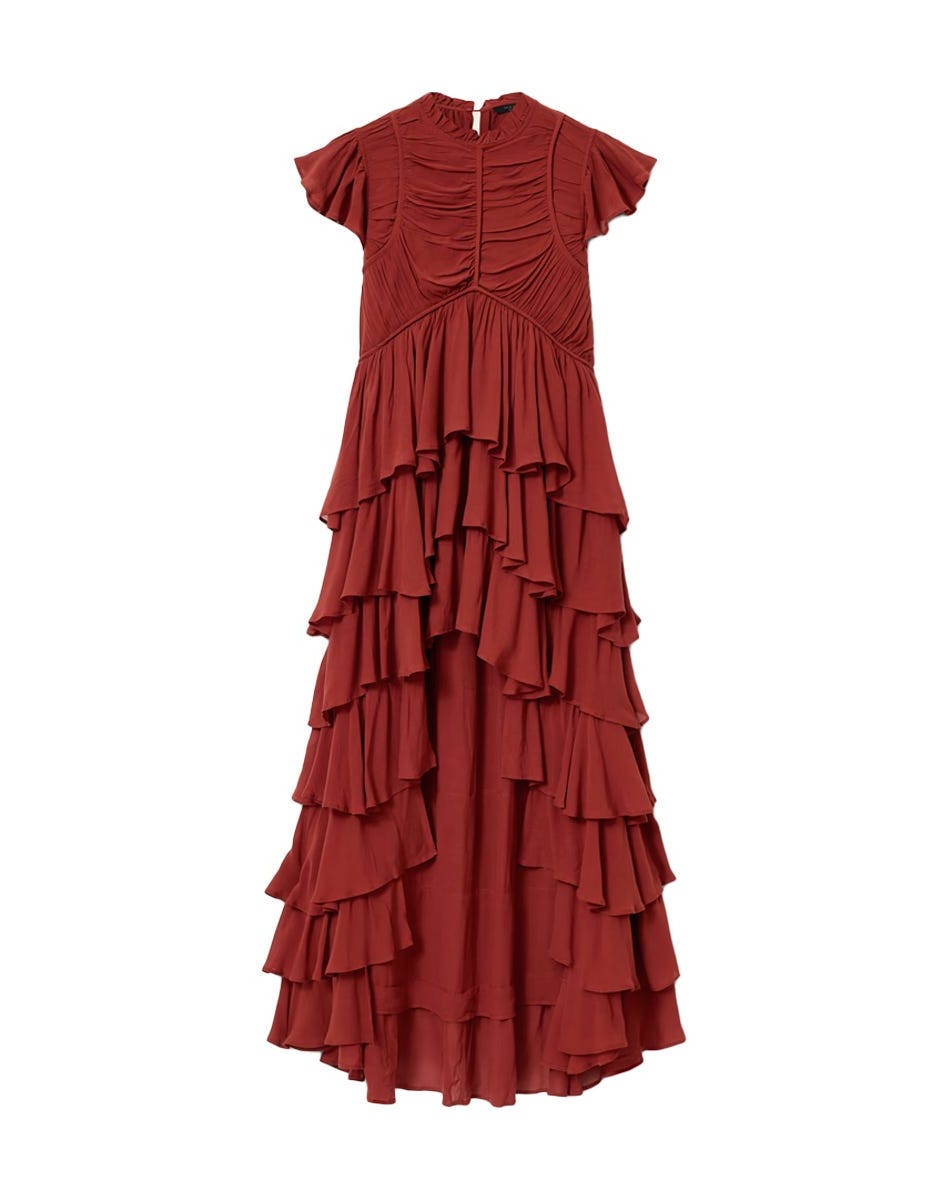 AllSaints Shala ruffled midi dress