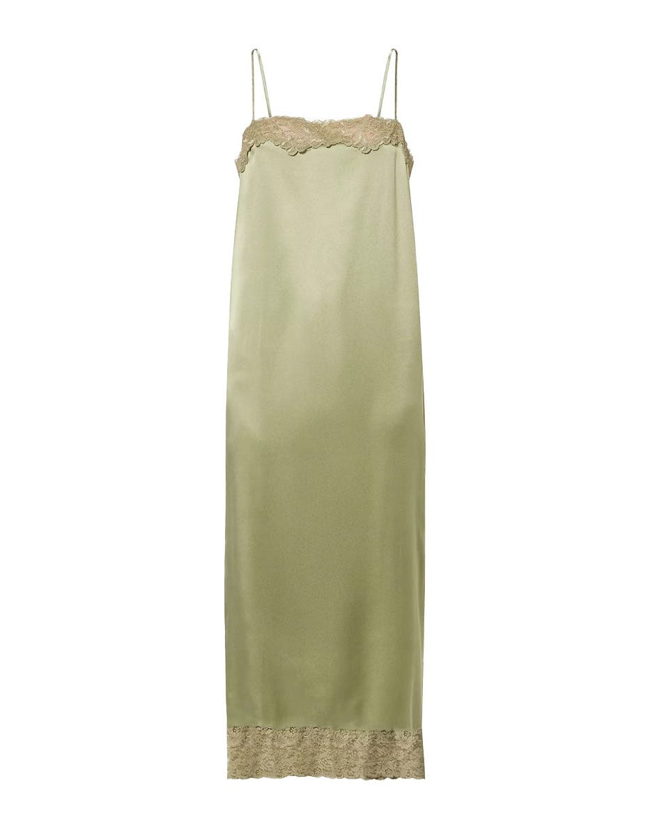 Reformation Mackenzie lace-trim silk midi dress