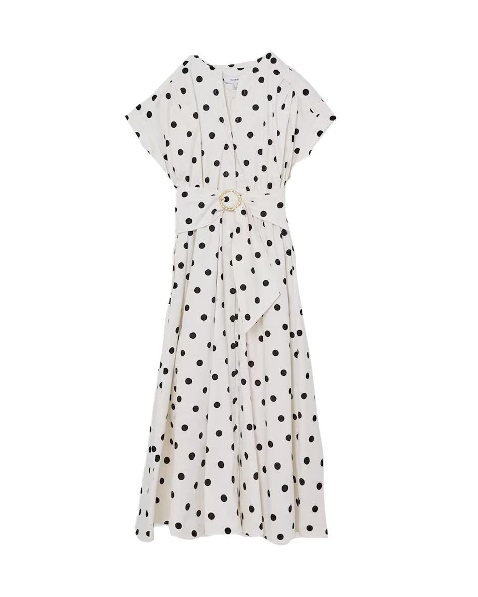 Reiss polka dot belted dress