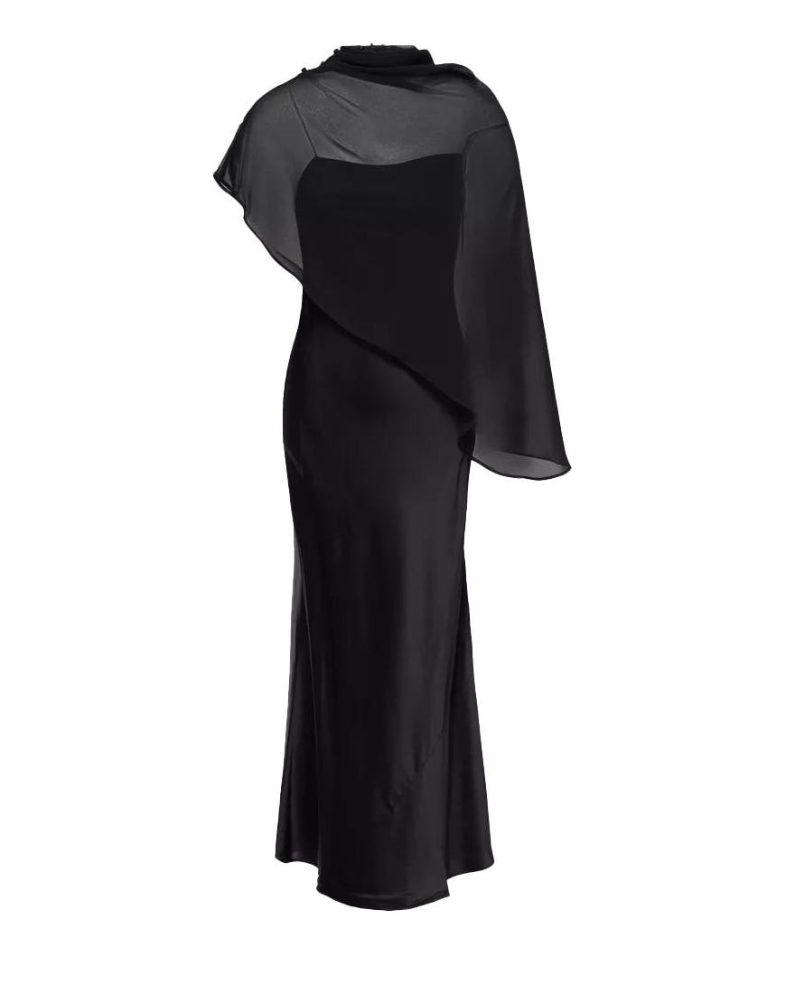 Reformation Lilibeth sheer-cape silk midi dress
