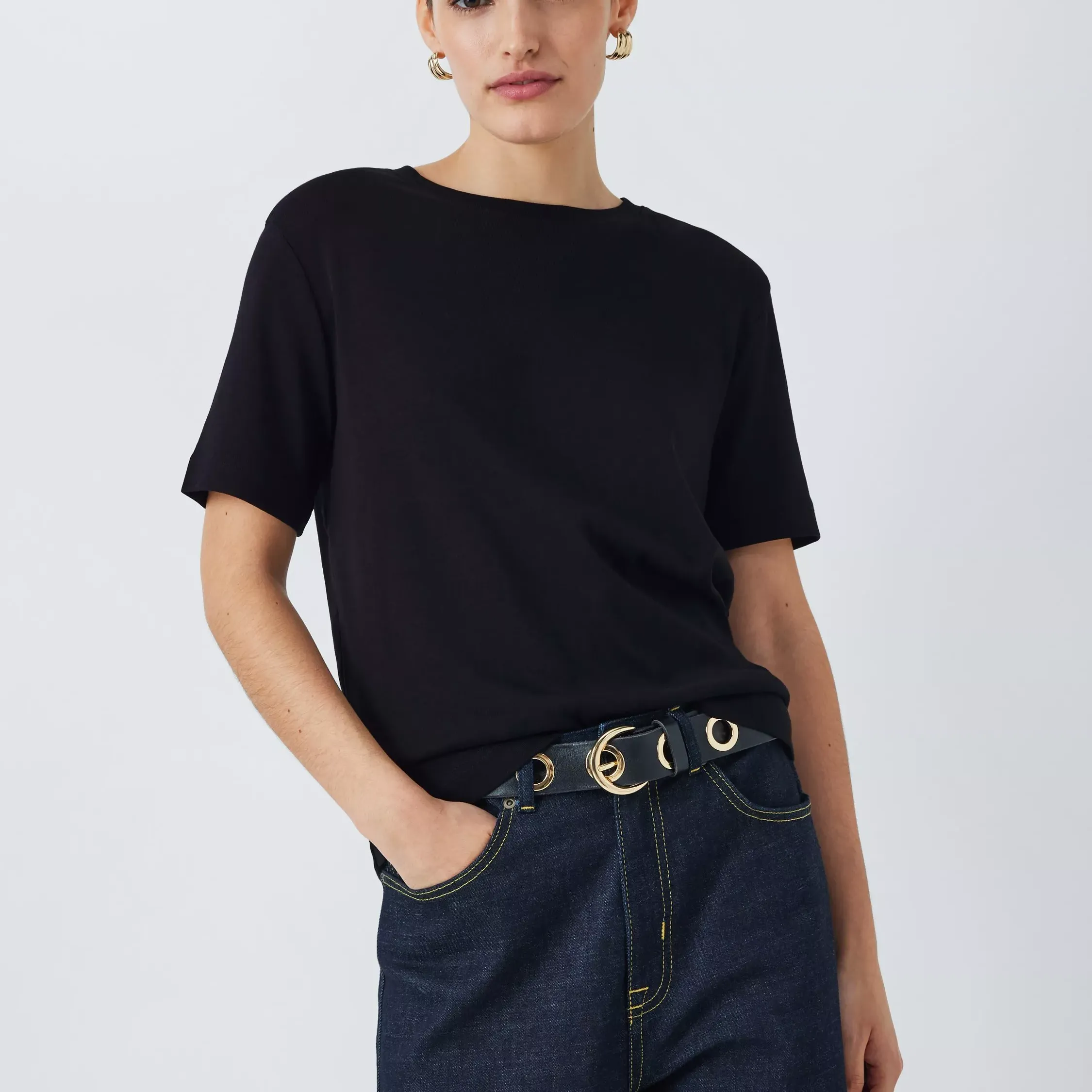 John Lewis Organic Cotton Short Sleeve Crew Neck T-shirt, Black