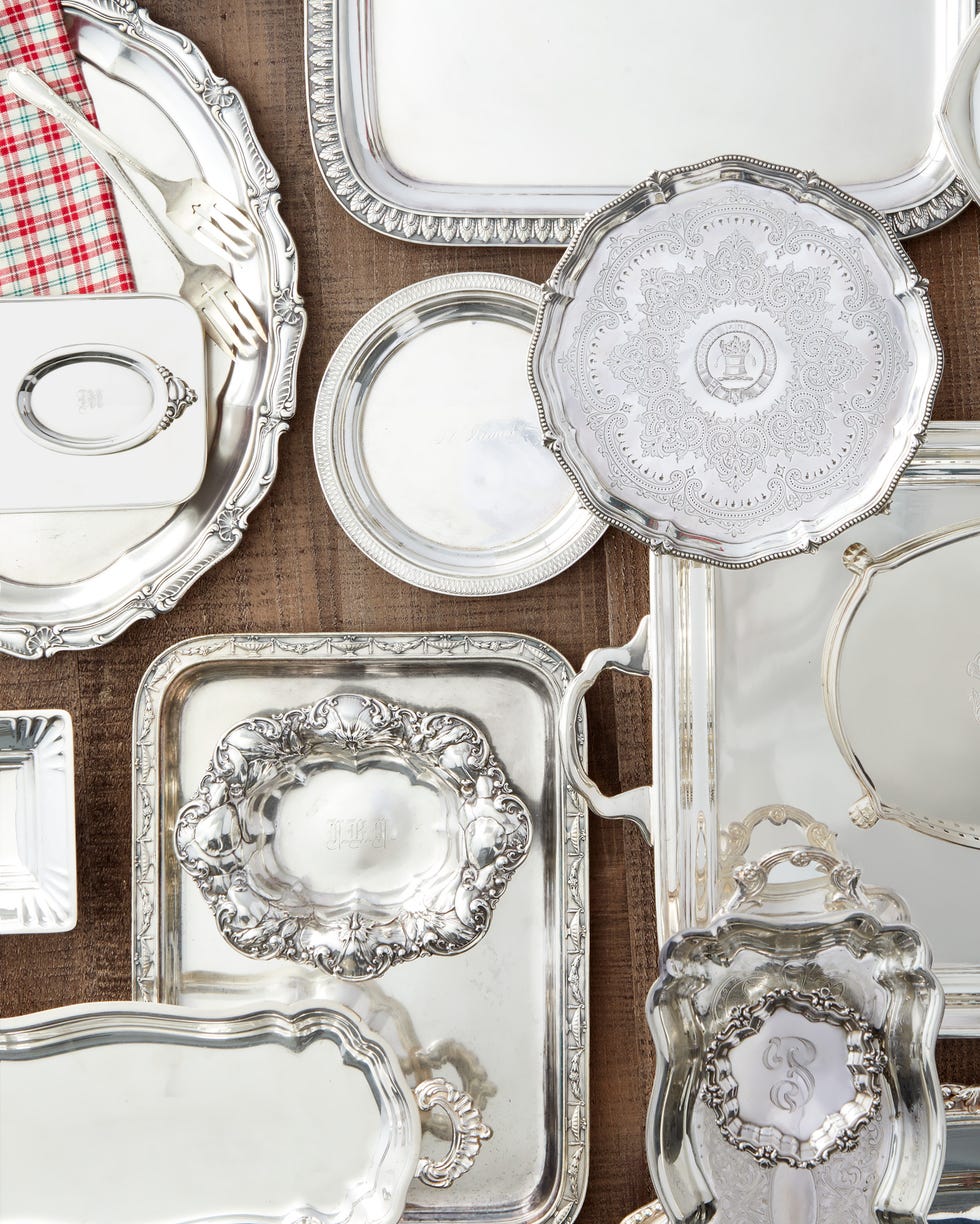 old silver plates. vintage and antique silver collections.